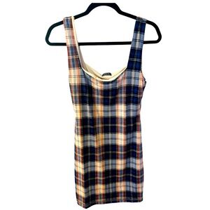 Blue/Tan plaid mini dress